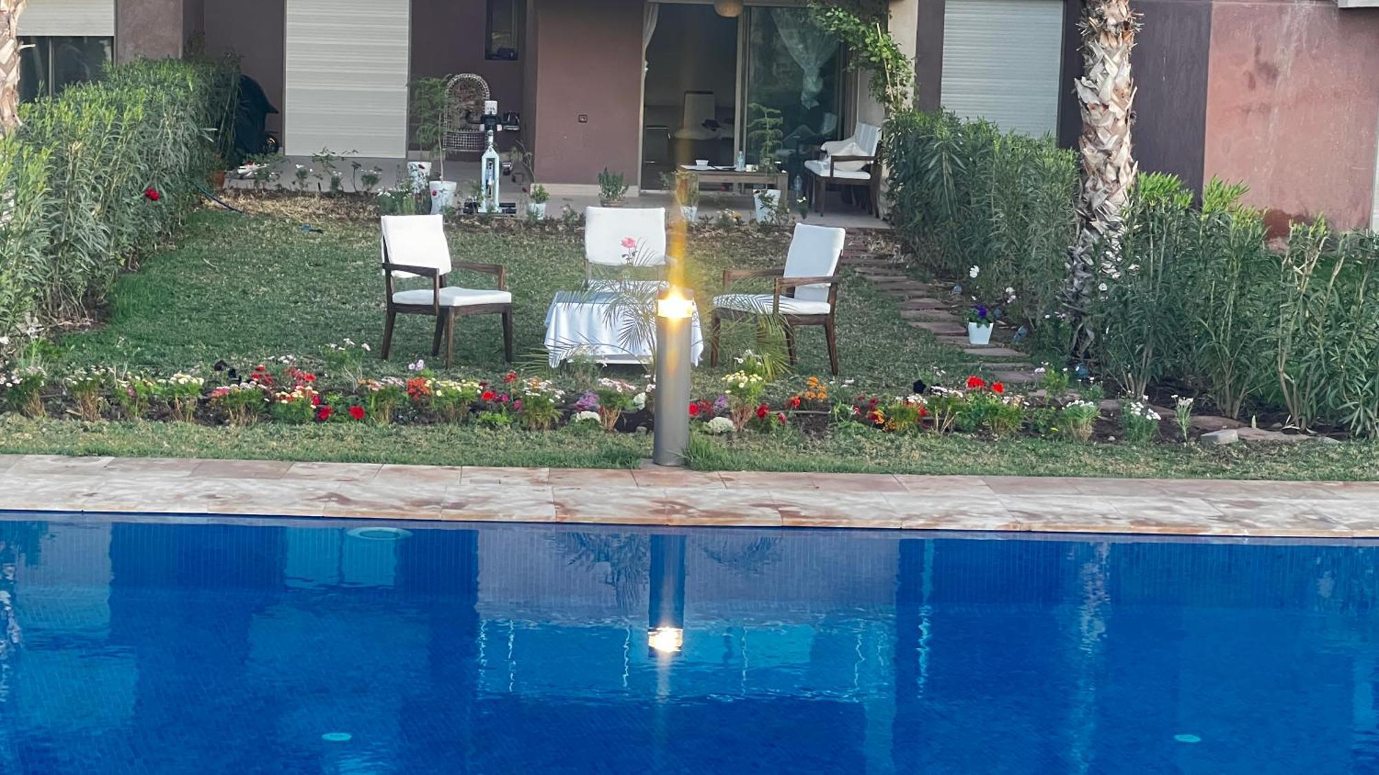 Appartement De Luxe Avec Jardin Vue Sur La Piscine Golf Securise 24H Sur 24 A 5 Minutes De L Aeroport Marrakesh Luaran gambar